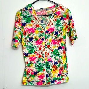 🌞 Like an Angel neon paint splash short sleeve lightweight hoodie L